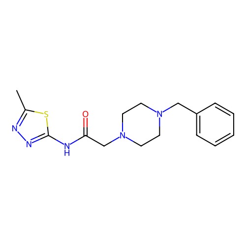 2-(4-benzylpiperazin-1-yl)-N-(5-methyl-1,3,4-thiadiazol-2-yl)acetamide structure