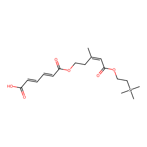 2,4-Hexadienedioic acid, mono(3-methyl-5-oxo-5-(1-(trimethylsilyl)ethoxy)-3-pentenyl) ester, (E,E,Z)- structure