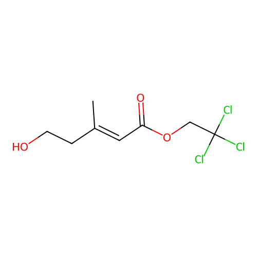 2,2,2-trichloroethyl (E)-5-hydroxy-3-methyl-pent-2-enoate structure