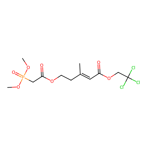 2-Pentenoic acid, 5-(((dimethoxyphosphinyl)acetyl)oxy)-3-methyl-, 2,2,2-trichloroethyl ester, (E)- structure