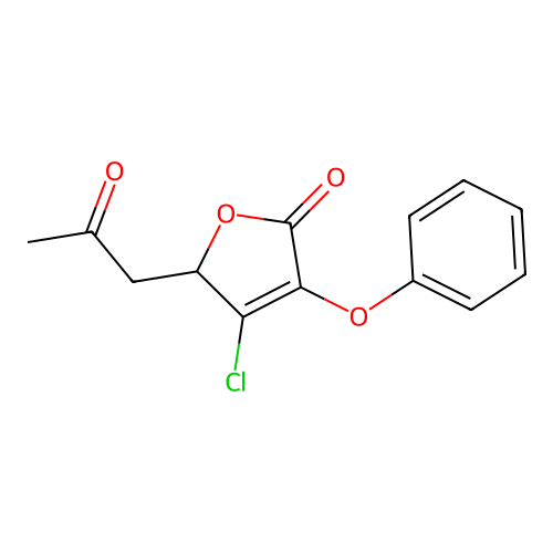 2(5H)-Furanone, 4-chloro-5-(2-oxopropyl)-3-phenoxy- structure