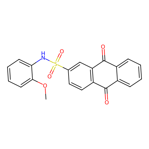N-(2-methoxyphenyl)-9,10-dioxo-9,10-dihydroanthracene-2-sulfonamide structure