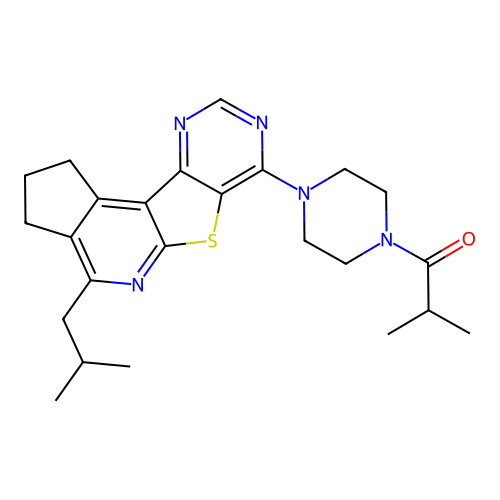 1-(4-(4-isobutyl-2,3-dihydro-1H-cyclopenta[4',5']pyrido[3',2':4,5]thieno[3,2-d]pyrimidin-7-yl)piperazin-1-yl)-2-methylpropan-1-one structure