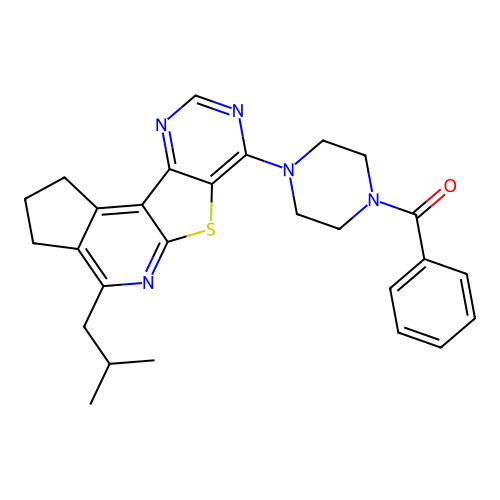 (4-(4-isobutyl-2,3-dihydro-1H-cyclopenta[4',5']pyrido[3',2':4,5]thieno[3,2-d]pyrimidin-7-yl)piperazin-1-yl)(phenyl)methanone structure