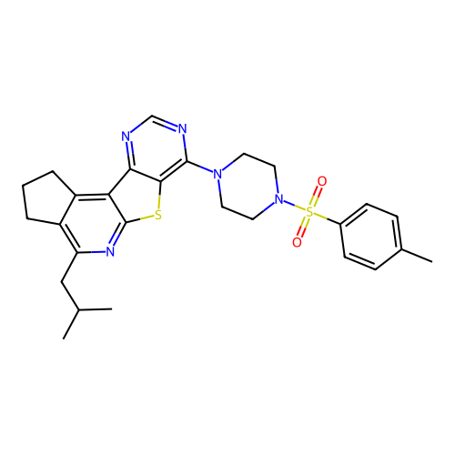 4-isobutyl-7-(4-tosylpiperazin-1-yl)-2,3-dihydro-1H-cyclopenta[4',5']pyrido[3',2':4,5]thieno[3,2-d]pyrimidine structure