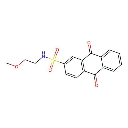 N-(2-methoxyethyl)-9,10-dioxo-9,10-dihydroanthracene-2-sulfonamide structure
