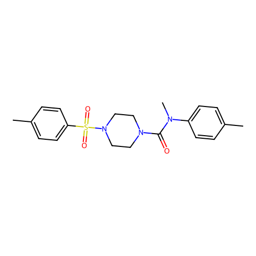 N-methyl-4-(4-methylbenzenesulfonyl)-N-(4-methylphenyl)piperazine-1-carboxamide structure