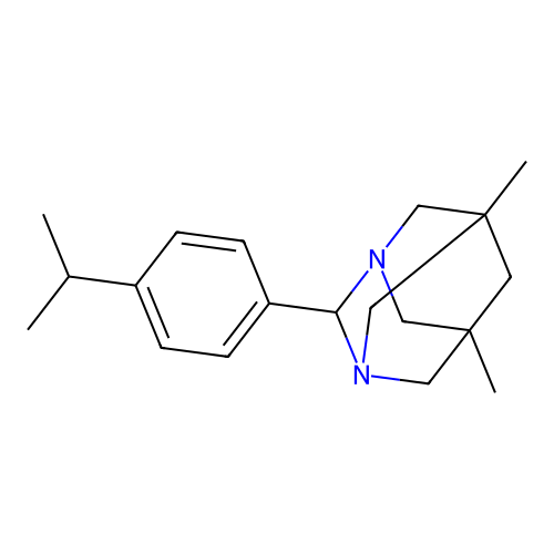 (1r,5R,7S)-2-(4-isopropylphenyl)-5,7-dimethyl-1,3-diazaadamantane structure