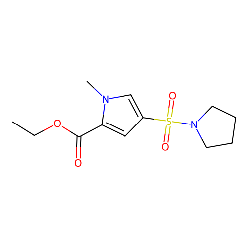 Ethyl 1-methyl-4-(1-pyrrolidinylsulfonyl)-1H-pyrrole-2-carboxylate structure