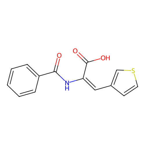 2-Benzamido-3-thiophen-3-ylprop-2-enoic acid structure
