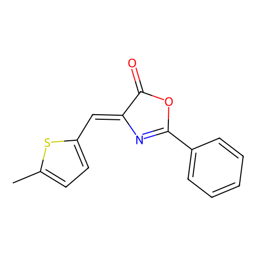 (Z)-4-((5-Methylthiophen-2-yl)methylene)-2-phenyloxazol-5(4H)-one structure