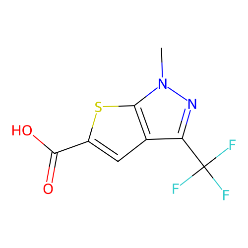 1-Methyl-3-(trifluoromethyl)-1H-thieno[2,3-c]pyrazole-5-carboxylic acid structure