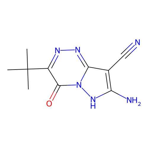 7-amino-3-tert-butyl-4-oxo-6H-pyrazolo[5,1-c][1,2,4]triazine-8-carbonitrile structure