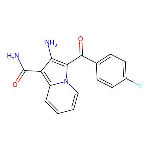 2-Amino-3-(4-fluorobenzoyl)indolizine-1-carboxamide structure
