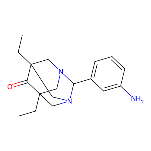2-(3-Aminophenyl)-5,7-diethyl-1,3-diazatricyclo[3.3.1.1~3,7~]decan-6-one structure