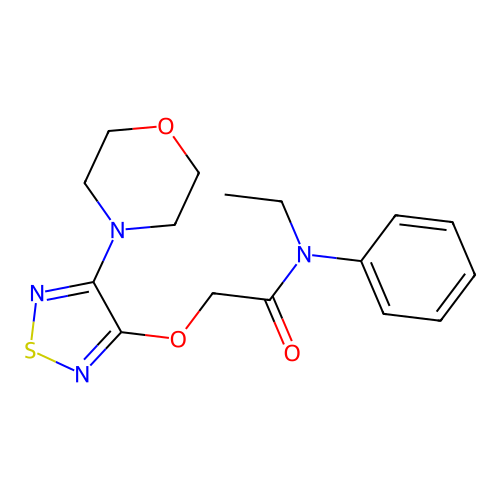N-ethyl-2-{[4-(morpholin-4-yl)-1,2,5-thiadiazol-3-yl]oxy}-N-phenylacetamide structure