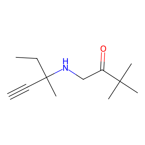3,3-Dimethyl-1-[(3-methylpent-1-yn-3-yl)amino]butan-2-one structure