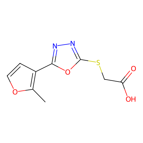{[5-(2-Methyl-3-furyl)-1,3,4-oxadiazol-2-yl]sulfanyl}acetic acid structure