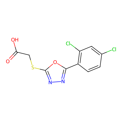 {[5-(2,4-Dichlorophenyl)-1,3,4-oxadiazol-2-yl]sulfanyl}acetic acid structure