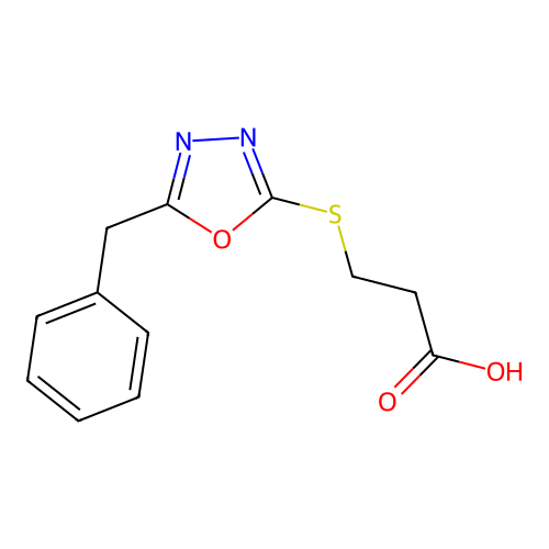 3-[(5-Benzyl-1,3,4-oxadiazol-2-yl)sulfanyl]propanoic acid structure