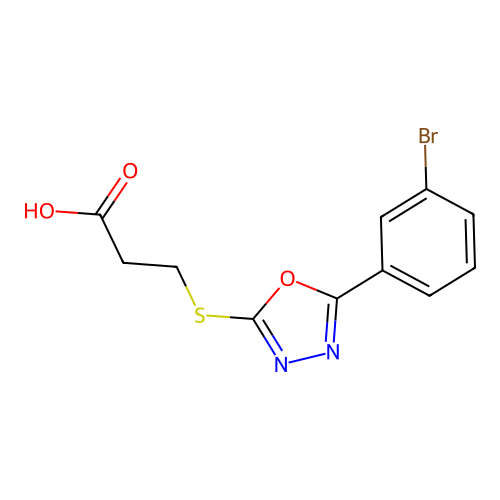 3-{[5-(3-Bromophenyl)-1,3,4-oxadiazol-2-yl]sulfanyl}propanoic acid structure