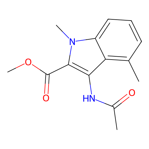 Methyl 3-(acetylamino)-1,4-dimethyl-1H-indole-2-carboxylate structure