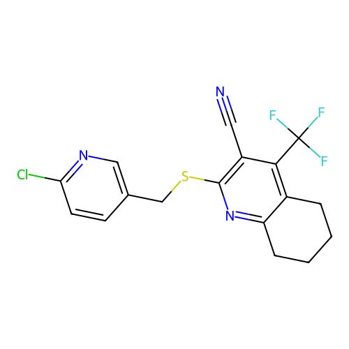 2-{[(6-chloropyridin-3-yl)methyl]sulfanyl}-4-(trifluoromethyl)-5,6,7,8-tetrahydroquinoline-3-carbonitrile structure