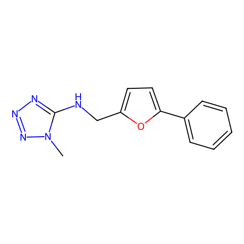 1-methyl-N-[(5-phenylfuran-2-yl)methyl]tetrazol-5-amine structure