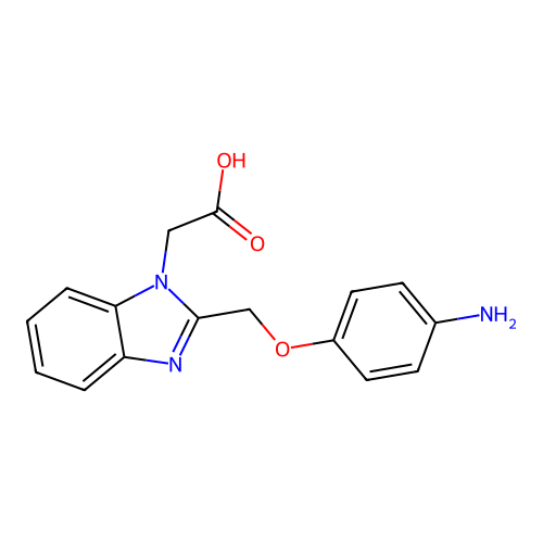 {2-[(4-aminophenoxy)methyl]-1H-benzimidazol-1-yl}acetic acid structure