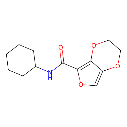N-cyclohexyl-2,3-dihydrofuro[3,4-b][1,4]dioxine-5-carboxamide structure