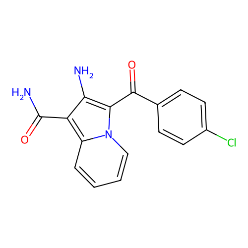 2-Amino-3-(4-chlorobenzoyl)indolizine-1-carboxamide structure
