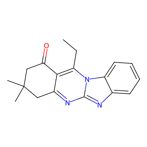 12-ethyl-3,3-dimethyl-3,4-dihydrobenzimidazo[2,1-b]quinazolin-1(2H)-one structure