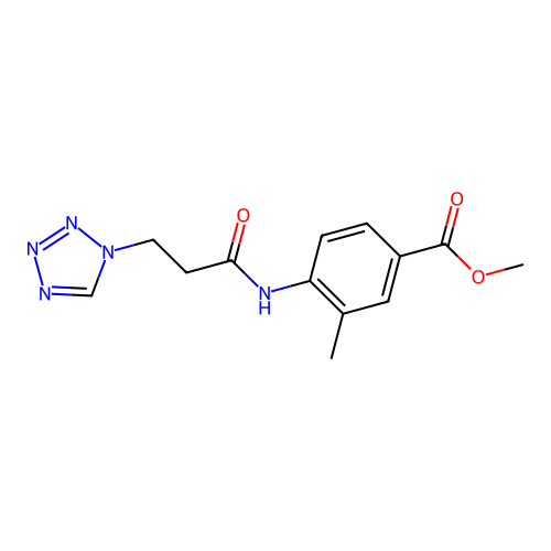 methyl 3-methyl-4-{[3-(1H-tetrazol-1-yl)propanoyl]amino}benzoate structure