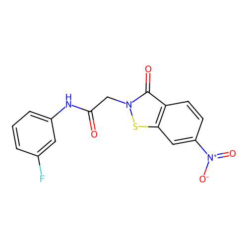 N-(3-Fluorophenyl)-6-nitro-3-oxo-1,2-benzisothiazole-2(3H)-acetamide structure