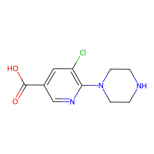 5-Chloro-6-piperazin-1-yl-nicotinic acid structure