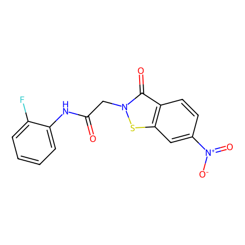 N-(2-Fluorophenyl)-6-nitro-3-oxo-1,2-benzisothiazole-2(3H)-acetamide structure