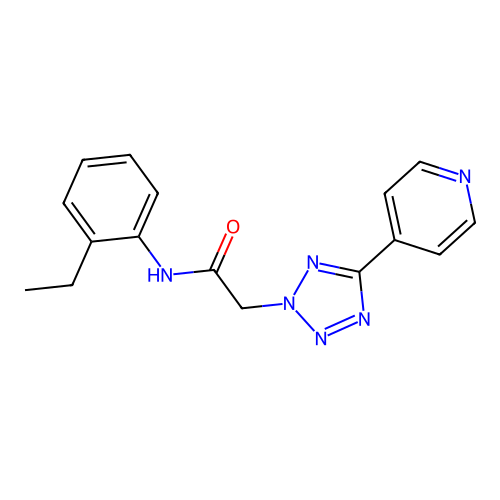 N-(2-ethylphenyl)-2-(5-pyridin-4-yltetrazol-2-yl)acetamide structure