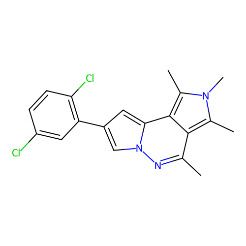8-(2,5-dichlorophenyl)-1,2,3,4-tetramethyl-2H-dipyrrolo[1,2-b:3',4'-d]pyridazine structure