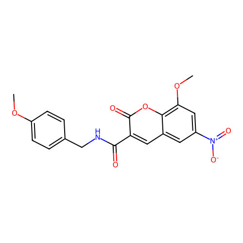 8-methoxy-N-(4-methoxybenzyl)-6-nitro-2-oxo-2H-chromene-3-carboxamide structure