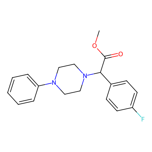 Methyl 2-(4-fluorophenyl)-2-(4-phenylpiperazin-1-yl)acetate structure