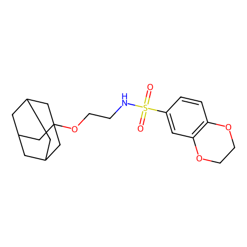N-[2-(1-adamantyloxy)ethyl]-2,3-dihydro-1,4-benzodioxine-6-sulfonamide structure