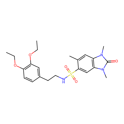 N-[2-(3,4-diethoxyphenyl)ethyl]-1,3,6-trimethyl-2-oxobenzimidazole-5-sulfonamide structure