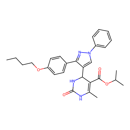 propan-2-yl 4-[3-(4-butoxyphenyl)-1-phenyl-1H-pyrazol-4-yl]-6-methyl-2-oxo-1,2,3,4-tetrahydropyrimidine-5-carboxylate structure