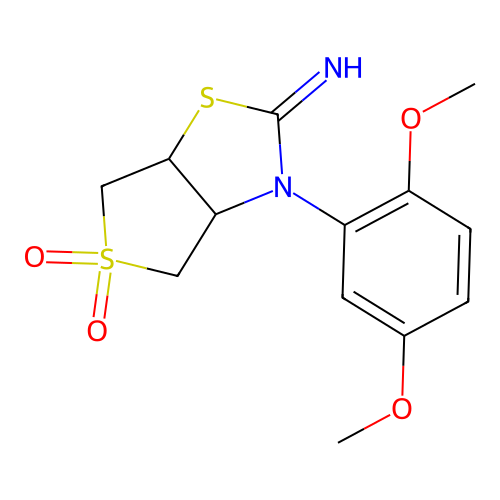 3-(2,5-dimethoxyphenyl)tetrahydrothieno[3,4-d][1,3]thiazol-2(3H)-imine 5,5-dioxide structure
