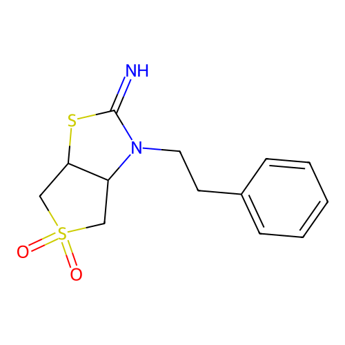 3-(2-phenylethyl)tetrahydrothieno[3,4-d][1,3]thiazol-2(3H)-imine 5,5-dioxide structure