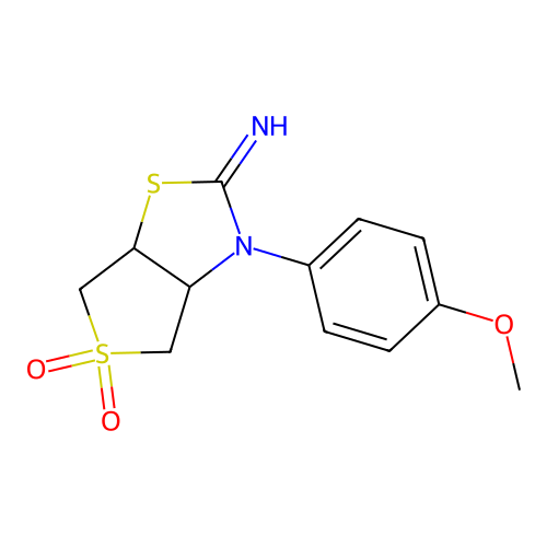 3-(4-methoxyphenyl)tetrahydrothieno[3,4-d][1,3]thiazol-2(3H)-imine 5,5-dioxide structure