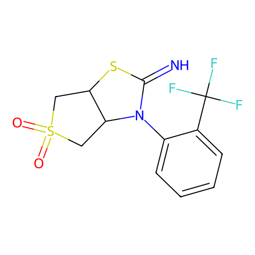 3-[2-(trifluoromethyl)phenyl]tetrahydrothieno[3,4-d][1,3]thiazol-2(3H)-imine 5,5-dioxide structure