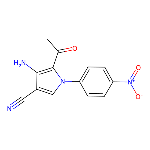 5-Acetyl-4-amino-1-(4-nitrophenyl)pyrrole-3-carbonitrile structure