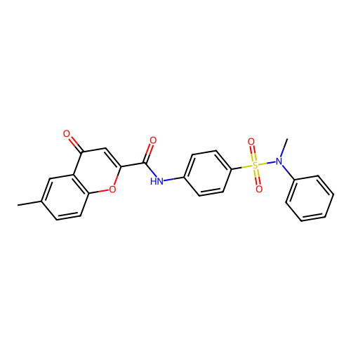 6-methyl-N-{4-[methyl(phenyl)sulfamoyl]phenyl}-4-oxo-4H-chromene-2-carboxamide structure