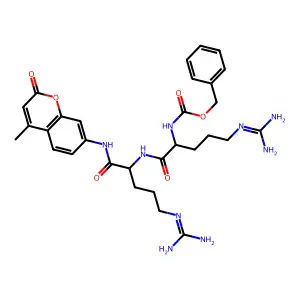 Benzyloxycarbonylarginyl-arginine 4-methylcoumarin-7-ylamide structure